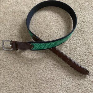 Men's Brand New Vineyard Vines leather & canvas Shamrock BELT Size 34